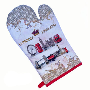 London Skyline Red Border Oven Glove