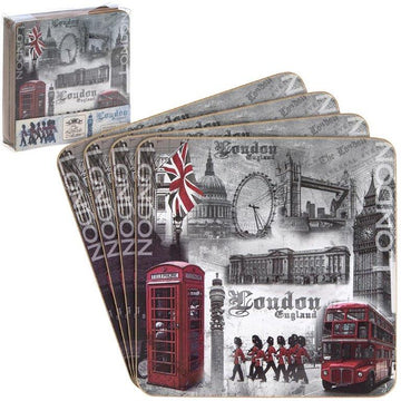 Red London Bus & Red Phone Box Coaster Set