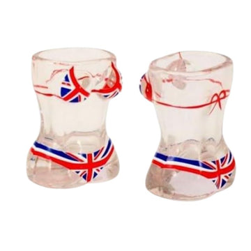 Tequila Time Union Jack Flag Bikini Shot Glasses